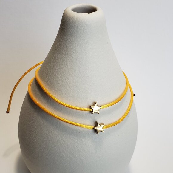 SET of 2 LUCKY STAR Yellow String Kabbalah Tibetan Buddhist Adjustable BRACELET - Picture 1 of 5